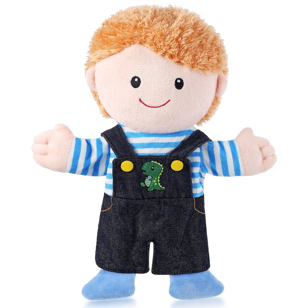 1 Pcs Family Hand Puppets 12 Inch Grandparents, Mom & Dad, Brother & Sister Plush Hand Puppet Toys Role-Play Toy Puppets for Kids Storytelling Imaginative Pretend Play Teaching Preschool(Brother A)