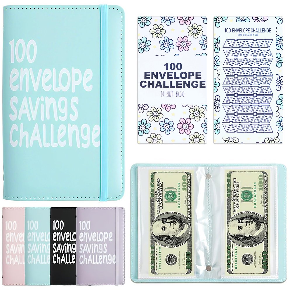 APMFHO 100 Days Money Saving Challenge Coin Envelope Budgetstorage Book, Money Saving Binder, Easy and Fun Way to Save $10,000 or $5,050, Money Saving Challenge with Family, Friends, Bestie