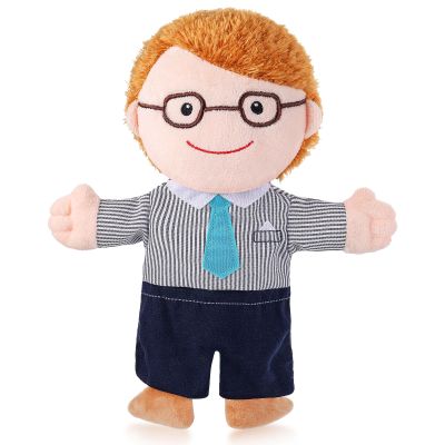1 Pcs Family Hand Puppets 12 Inch Grandparents, Mom & Dad, Brother & Sister Plush Hand Puppet Toys Role-Play Toy Puppets for Kids Storytelling Imaginative Pretend Play Teaching Preschool(Dad A)
