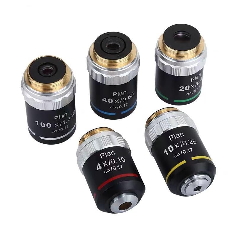 Achromatic Objective Set for Microscopes 4X 10X 20X 40X 100X RMS Mounting(100X)