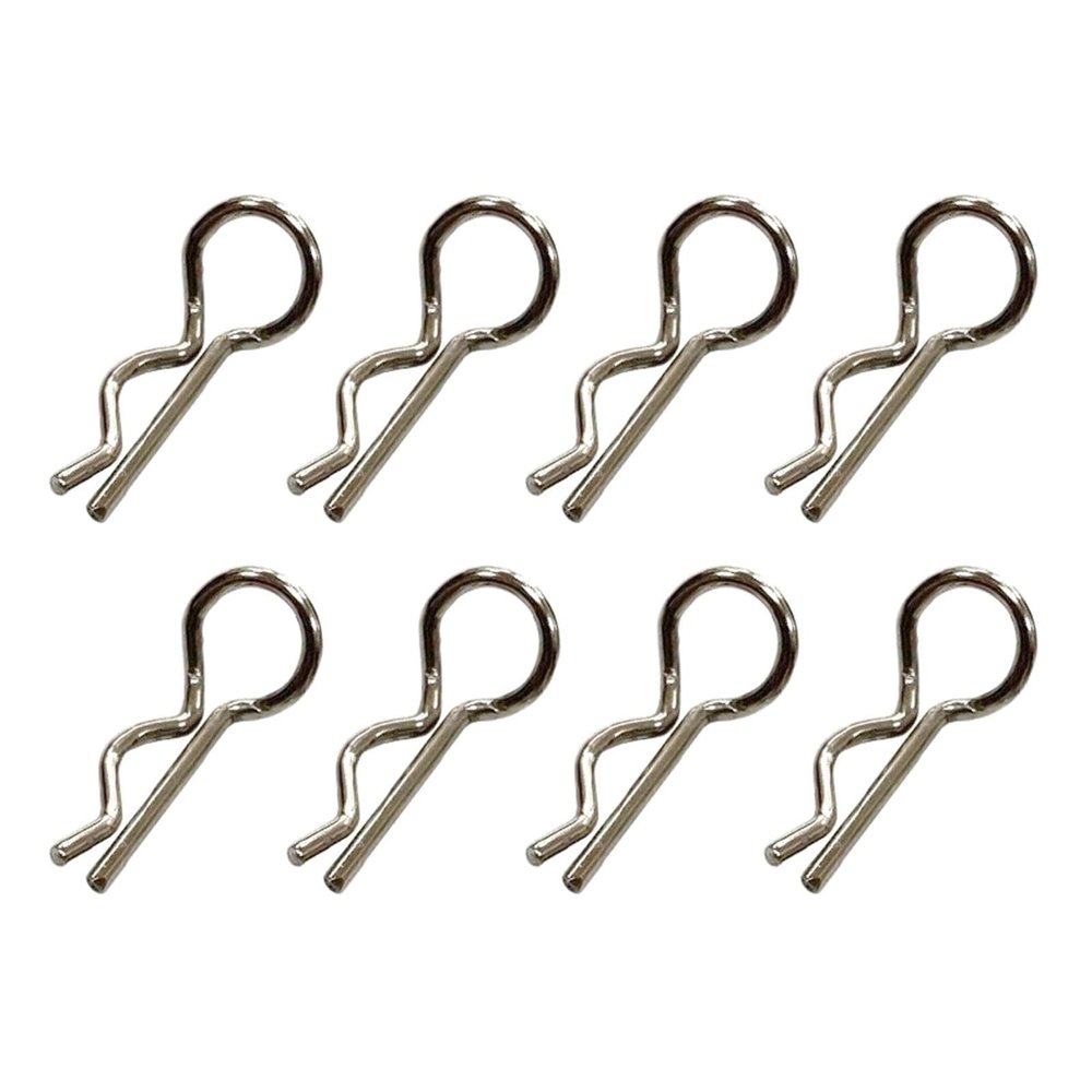 kowaku 8Pcs RC Body Shell Clips R Type Pins Universal Metal Shell Pins Spare Parts for 16106Pro 16201 16307Pro 16307 1:16 1:18 Scale