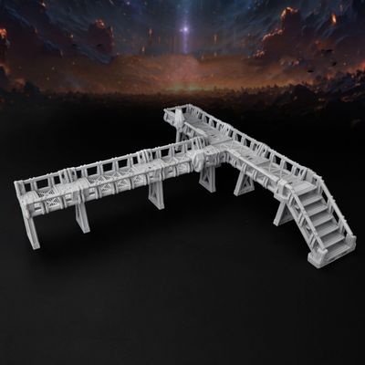 AF690A Sci-Fi Walkways Terrain Set | Modular DND Terrain, RPG Map Props, Dungeon Walls, TTRPG Buildings for Wargames & Tabletop Roleplay