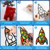 32 Sets Outer Space Rocket Suncatchers Craft Kit DIY Window Stained Glass Effect Space Theme Paper Crafts for Home School Classroom Decoration Kid Birthday Gifts Creative Art Projects Activity Game view 3