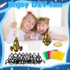32 Sets Outer Space Rocket Suncatchers Craft Kit DIY Window Stained Glass Effect Space Theme Paper Crafts for Home School Classroom Decoration Kid Birthday Gifts Creative Art Projects Activity Game view 4