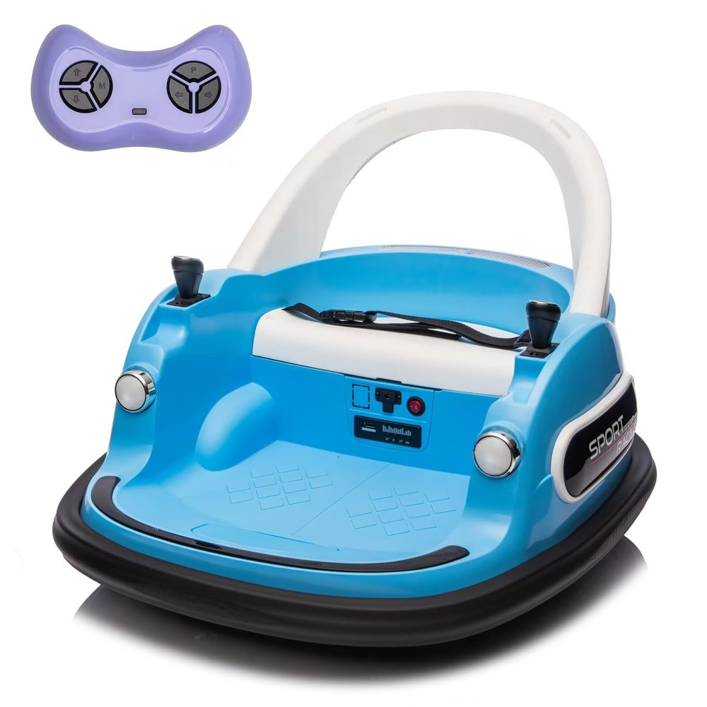 12V Kids Electric Bumper Car, Baby Bumper Car for Toddlers, 360 Spinning Riding Bumping Car with Remote Control, Music, LED Light, Ride on Toys Gift for Boys & Girls