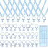 36PCS Baby Shower Pacifiers Necklace, Acrylic Baby Pacifiers Charm Necklace, Mini Pacifier Shape Soother Ribbon for Girls Boys Babies Shower Party Favors Table Scatter Decorations(Blue) view 1