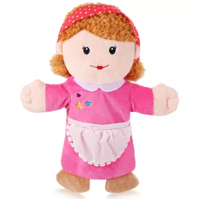 1 Pcs Family Hand Puppets 12 Inch Grandparents, Mom & Dad, Brother & Sister Plush Hand Puppet Toys Role-Play Toy Puppets for Kids Storytelling Imaginative Pretend Play Teaching Preschool(Mom A)