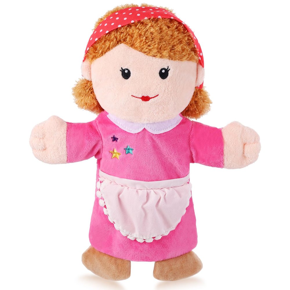 1 Pcs Family Hand Puppets 12 Inch Grandparents, Mom & Dad, Brother & Sister Plush Hand Puppet Toys Role-Play Toy Puppets for Kids Storytelling Imaginative Pretend Play Teaching Preschool(Mom A)