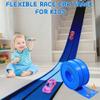 Flexible Race Car Ramp Track for Kids Toy 4 Small Race Cars and 8 Suction Cups Compatible with Hot Wheels and Diecast 1/64th Cars, Rolls Up Portable Racetrack for Ages 3 & Up (Dark Blue) view 2