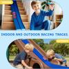 Flexible Race Car Ramp Track for Kids Toy 4 Small Race Cars and 8 Suction Cups Compatible with Hot Wheels and Diecast 1/64th Cars, Rolls Up Portable Racetrack for Ages 3 & Up (Dark Blue) view 4