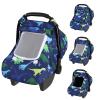 Windproof Baby Car Seat Cover, 3D Mink Dot Infant Car Seat Canopy with Breathable Mesh Window, Baby Carrier Cover for All Seasons, Easy Access Carseat Carrie Snug Fit Stroller, (Dinosaur) view 1
