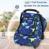 Windproof Baby Car Seat Cover, 3D Mink Dot Infant Car Seat Canopy with Breathable Mesh Window, Baby Carrier Cover for All Seasons, Easy Access Carseat Carrie Snug Fit Stroller, (Dinosaur) view 2