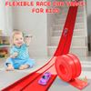 Flexible Race Car Ramp Track for Kids Toy 4 Small Race Cars and 8 Suction Cups Compatible with Hot Wheels and Diecast 1/64th Cars, Rolls Up Portable Racetrack for Ages 3 & Up (Red) view 2