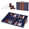 15-Inch Portable Backgammon Set with Faux Leather Case Classic Board Game with Dice, Chips & Doubling Cube for Travel & Home Entertainment view 2