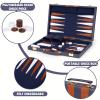 15-Inch Portable Backgammon Set with Faux Leather Case Classic Board Game with Dice, Chips & Doubling Cube for Travel & Home Entertainment view 4