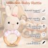 DJAFS Wooden Baby Rattle Handmade Crochet Animal Organic Sensory Toy for Teething Newborns, Infant Grip Trainer & Safe Baby Shower Gift (Customization Options) view 2