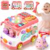 Britik Baby Bus Toys for 1+ Year Old Girl: 10-in-1 Montessori Musical Toys Multifunctional Bus, Educational Learning Sensory Toy for Toddler, Christmas Birthday Gifts for Girl 18+ Month 1-3 Year Old view 1