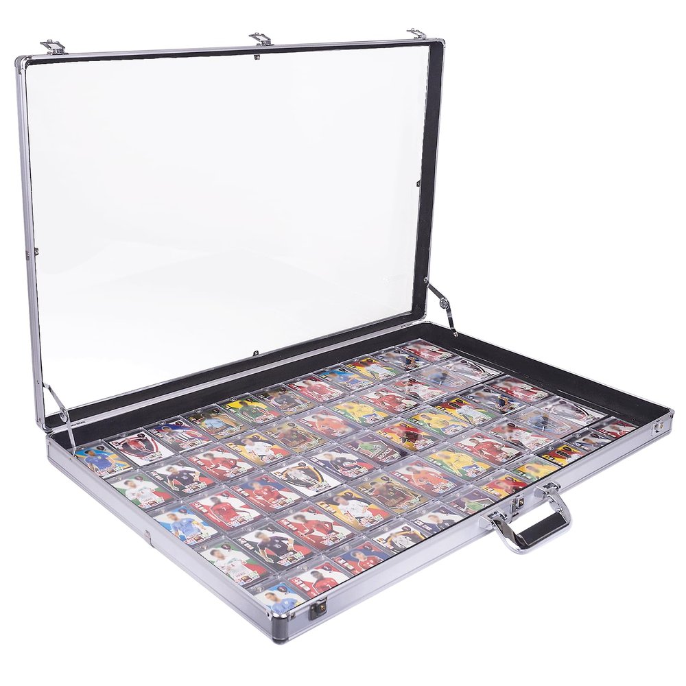34"x22" Card Display Case with Lock,Aluminum Reinforcement,Portable Trade Show Display Case-Sliver,for Sports Card,Jewelry Craft Collector Shows,Collectible Cards