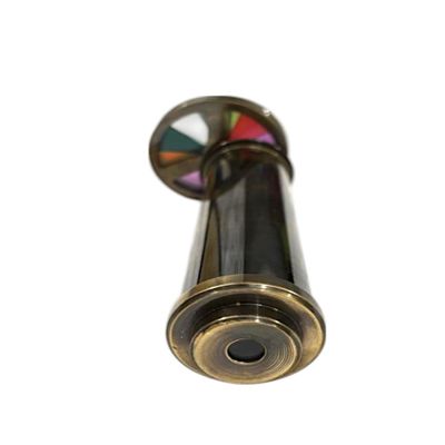 Aljiwar Classic Kaleidoscope Black Finish Brass Optical Toy with Colorful Rotating Prism Wheel Traditional Retro View Finder for Visual Art and Decor