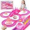 Aetyni Unicorn Toys Car Track for Kids Girls 4-6: 232 PCS Unicorn Monster Truck Race Track with 2 Pull Back Cars Toys for 3 4 5 6 7 Year Old Girl Toddler Valentines Day Birthday Gifts for Girl 3-5 6-8 view 1