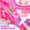 Aetyni Unicorn Toys Car Track for Kids Girls 4-6: 232 PCS Unicorn Monster Truck Race Track with 2 Pull Back Cars Toys for 3 4 5 6 7 Year Old Girl Toddler Valentines Day Birthday Gifts for Girl 3-5 6-8 view 3