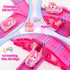 Aetyni Unicorn Toys Car Track for Kids Girls 4-6: 232 PCS Unicorn Monster Truck Race Track with 2 Pull Back Cars Toys for 3 4 5 6 7 Year Old Girl Toddler Valentines Day Birthday Gifts for Girl 3-5 6-8 view 4