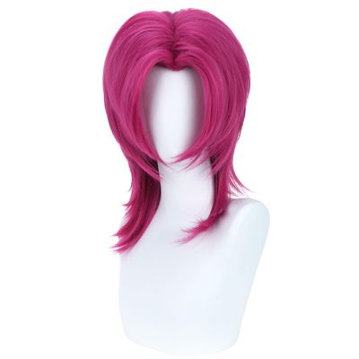 WTHCOS Short Rose Red Pink Wigs for Boys Men Cartoon Movie Halloween Cosplay Costume Animie Wig