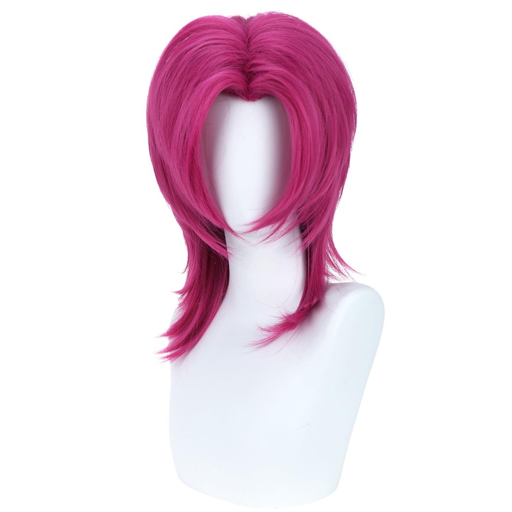 WTHCOS Short Rose Red Pink Wigs for Boys Men Cartoon Movie Halloween Cosplay Costume Animie Wig