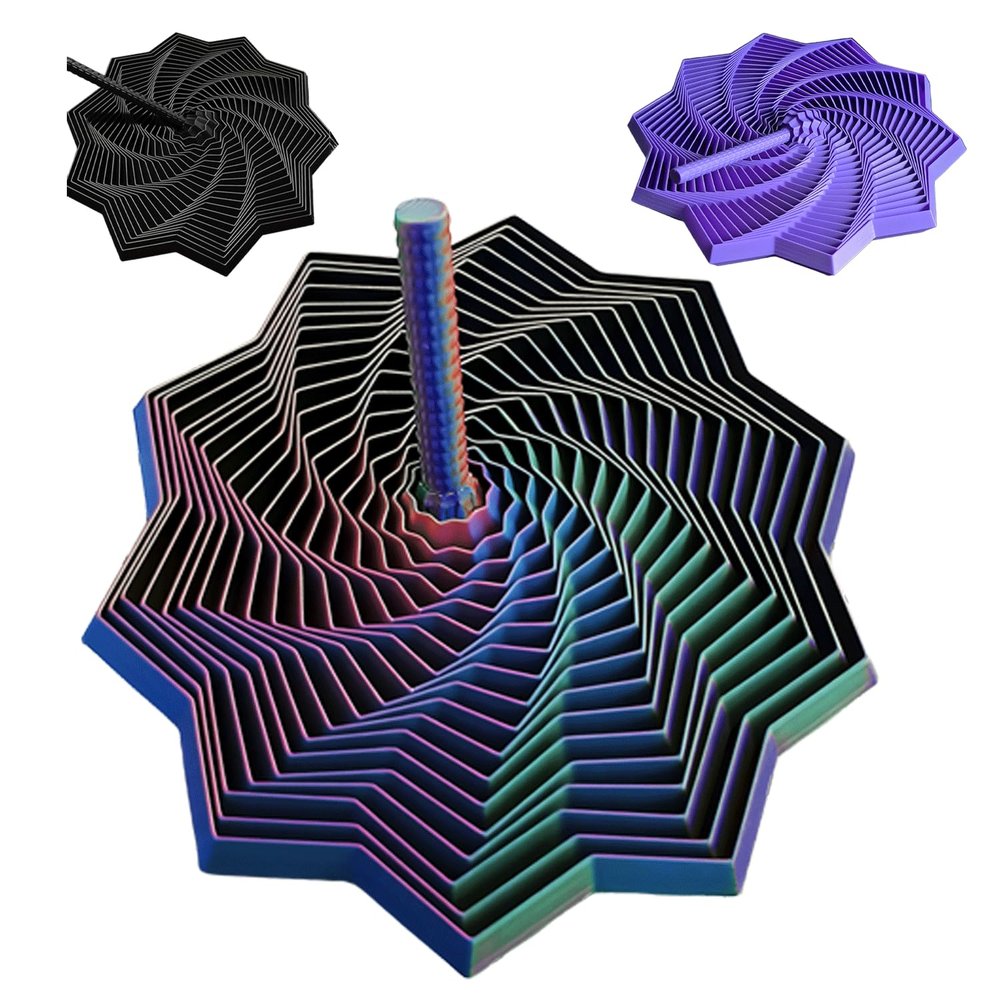 3D Printed Expanded Sensory Fidget Star, Fractal Fidget Hexagon with Handles, 2025 New Star Shaped Fidget Toys for Office Desktop Decompression Toys Stress Relief Whirling Spiral (Blue Purple, Large)