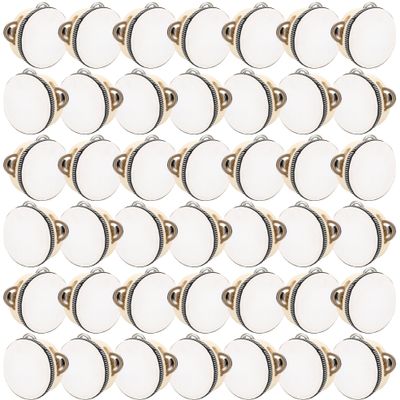 42 Pcs 4 Inch Tambourines Wedding Drum Wooden Handheld Tambourines with Metal Jingles Drums Musical Instruments Percussion for Adult Church Party Games