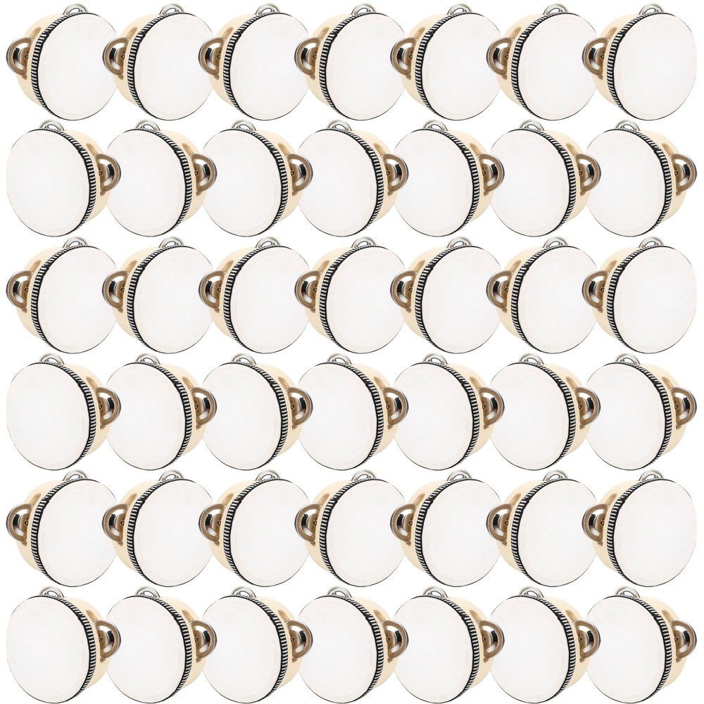 42 Pcs 4 Inch Tambourines Wedding Drum Wooden Handheld Tambourines with Metal Jingles Drums Musical Instruments Percussion for Adult Church Party Games