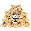 12 Pcs Teddy Bears Bulk Baby Shower, 13.7 inch Small Teddy Bear Stuffed Animal Toys for Christmas Valentine's Mother's Day Centerpieces Decorations for Kids Adults, Light Brown view 1