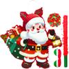 4 in 1 Christmas Santa Claus Piata, Christmas Piata Bundle Cute Santa Claus Piata, Christmas Party Games Stick Blindfold etc Christmas Decorations for Christmas Party Decorations view 1
