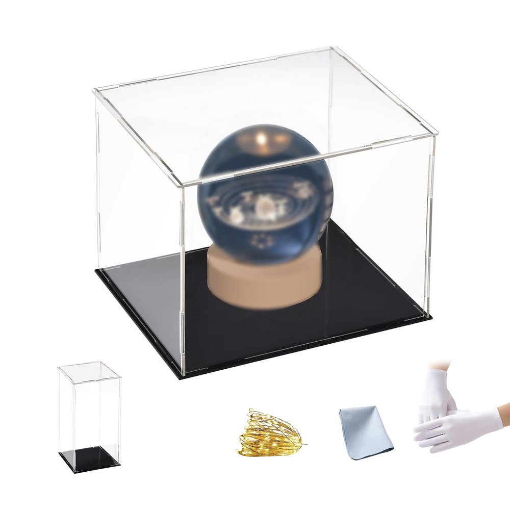 Lighted Display Case for Collectibles , Easy Assembly Clear Thickend Alternative Glass Box for Action Figures Home Storage & Organizing Toys (12x14x28in(Length x Width x Height))