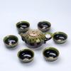 1 Pot 6 Cups Fish Play Tea Set Chinese Style Ceramic Kung Fu Tea Set Teapot Portable Tea Cups of Tea Ceremony Teaware Sets Gifts (Green Seven) view 2