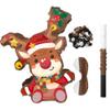 15.1'' Christmas Party Elk Piata, 4 Pcs Xams Pinata Bundle, Winter Wonderland Party Decorations Elk Piata Blindfold Stick etc view 1