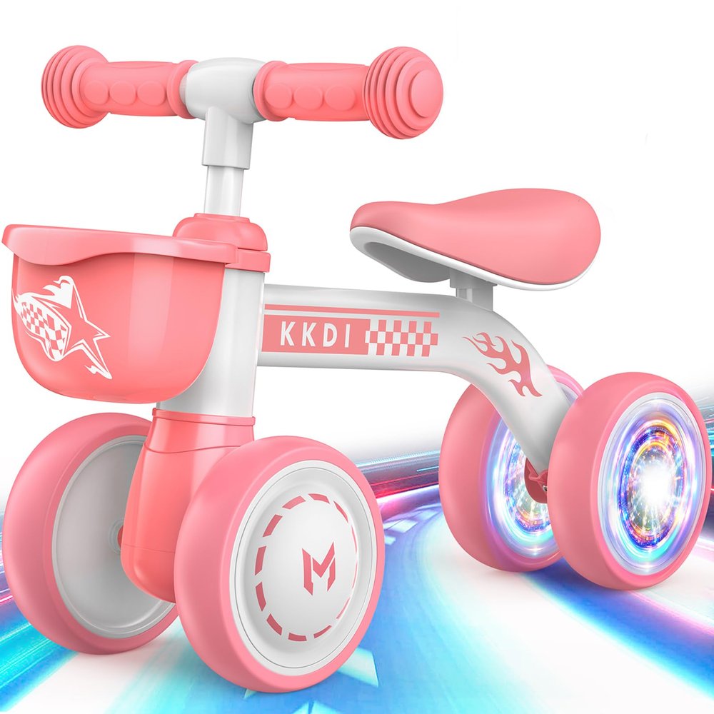 Baby Balance Bike Ride on Toys for 1 2 Year Old, Toddler Bike, First Birthday Gifts for 1 2 Year Old Boys Girls, Colorful Lighting Silent Wheels, No Pedal, Safe Baby First Bike