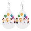 GGNKDL Playing kids Prints Water droplet pendant earrings and leather earrings, suitable as holiday birthday gifts for women view 1