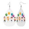 GGNKDL Playing kids Prints Water droplet pendant earrings and leather earrings, suitable as holiday birthday gifts for women view 2
