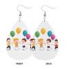 GGNKDL Playing kids Prints Water droplet pendant earrings and leather earrings, suitable as holiday birthday gifts for women view 3