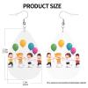 GGNKDL Playing kids Prints Water droplet pendant earrings and leather earrings, suitable as holiday birthday gifts for women view 4