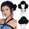 MAGQOO Black Wig with Buns Short Straight Bob Wig with Bangs Cartoon Anime Cosplay Costume Halloween Wigs view 1
