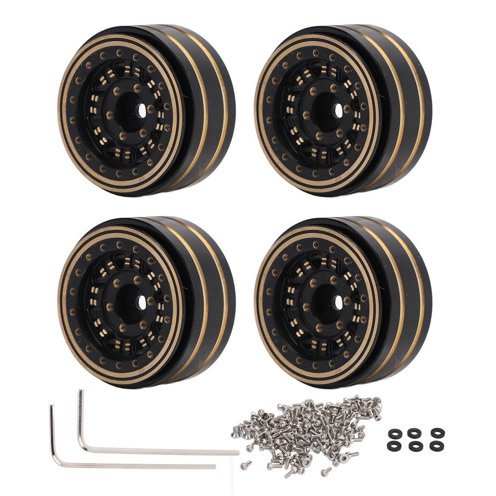4pcs 1.2 Inches Beadlock Wheels Rim Increased Stability Brass RC Crawler Wheel Rim Upgrade Accessories for Traxxas 1/18 RC Car