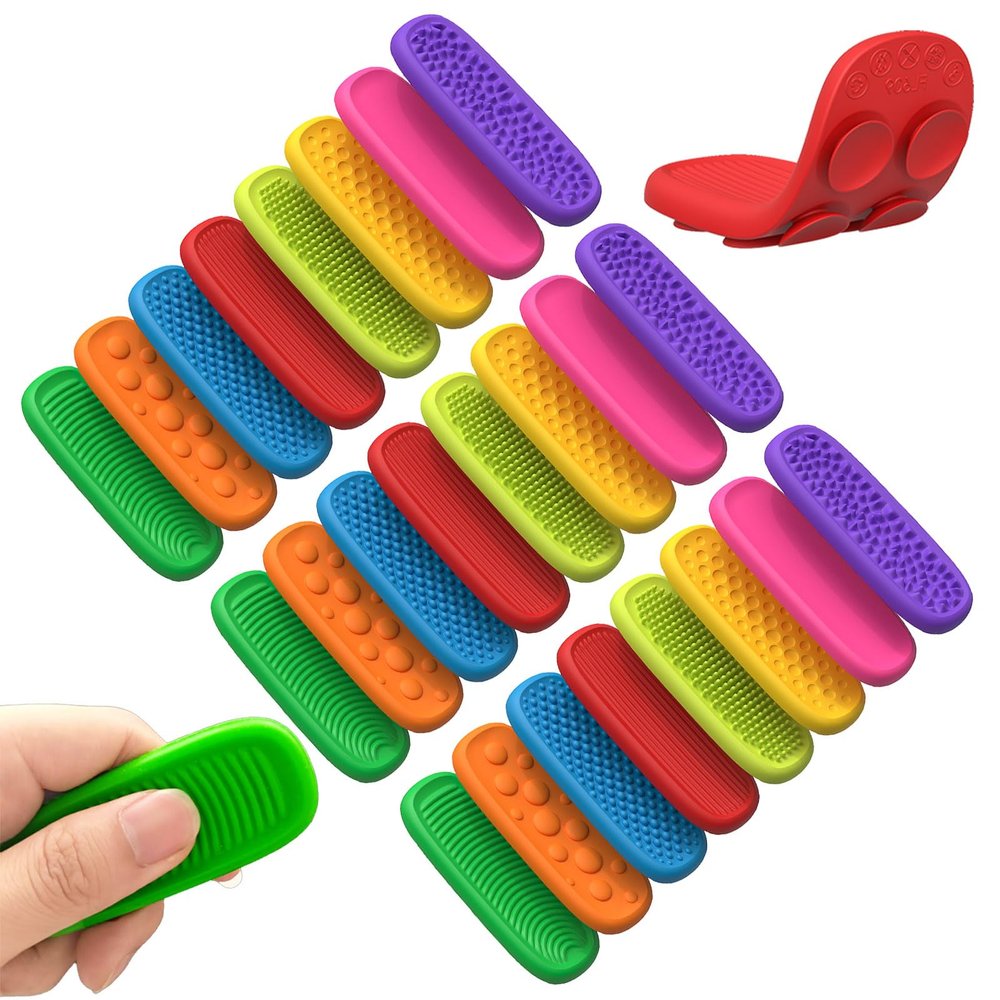 24 Pack Fidget Toys Bulk for Kids: Textured Worry Stones, Quiet Sensory Fidgets Gift Bulk for Classroom Prizes, Toys for Autistic Kids 5-7, Easter Basket Stuffers for Age 3-5 4-8 Girls Boys