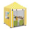 Children's Playhouse Cover, 420D Oxford Tarpaulin Foldable Waterproof Sunscreen All-Weather Protective 4 Windproof Buckle, for Backyard Garden Cottage Kids' Play House (Yellow,56 x 56 x 60.2 inches) view 1