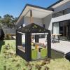 Children's Playhouse Cover, 420D Oxford Tarpaulin Foldable Waterproof Sunscreen All-Weather Protective 4 Windproof Buckle, for Backyard Garden Cottage Kids' Play House (Black B,142 * 142 * 153cm) view 2