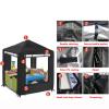 Children's Playhouse Cover, 420D Oxford Tarpaulin Foldable Waterproof Sunscreen All-Weather Protective 4 Windproof Buckle, for Backyard Garden Cottage Kids' Play House (Black B,142 * 142 * 153cm) view 3