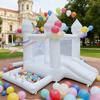 Aevumgz White Bounce House, Indoor and Outdoor Bouncy Castle, Inflatable Bounce House with Ball Pit & Slide, Bounce House for Kids Ages 3-6, Great for Birthday Parties, Outdoor Play, Backyard Gifts view 1