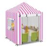 Children's Playhouse Cover, 420D Oxford Tarpaulin Foldable Waterproof Sunscreen All-Weather Protective 4 Windproof Buckle, for Backyard Garden Cottage Kids' Play House (Pink,56 x 56 x 60.2 inches) view 1