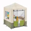 Children's Playhouse Cover, 420D Oxford Tarpaulin Foldable Waterproof Sunscreen All-Weather Protective 4 Windproof Buckle, for Backyard Garden Cottage Kids' Play House (Beige,56 x 56 x 60.2 inches) view 1